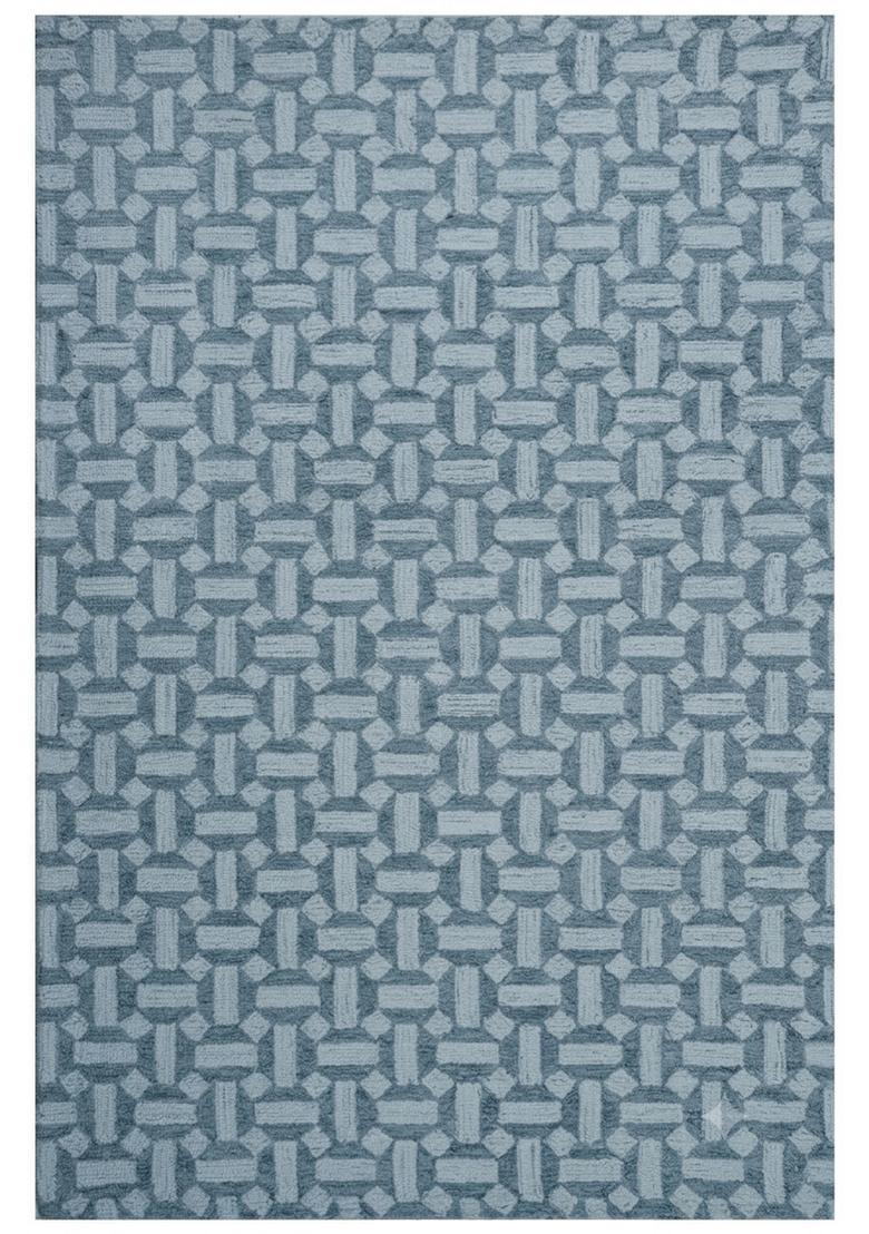 Saffron Rugs Hand Tufted Light Blue  Contemporary Rectangular Wool Area Rug - Indya