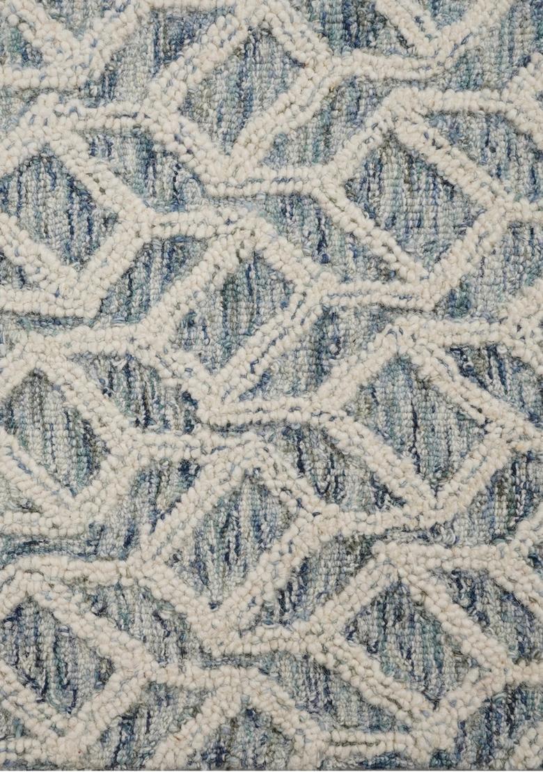 Saffron Rugs Hand Tufted Blue and Ivory  Moroccan Rectangular Wool Area Rug - Indya