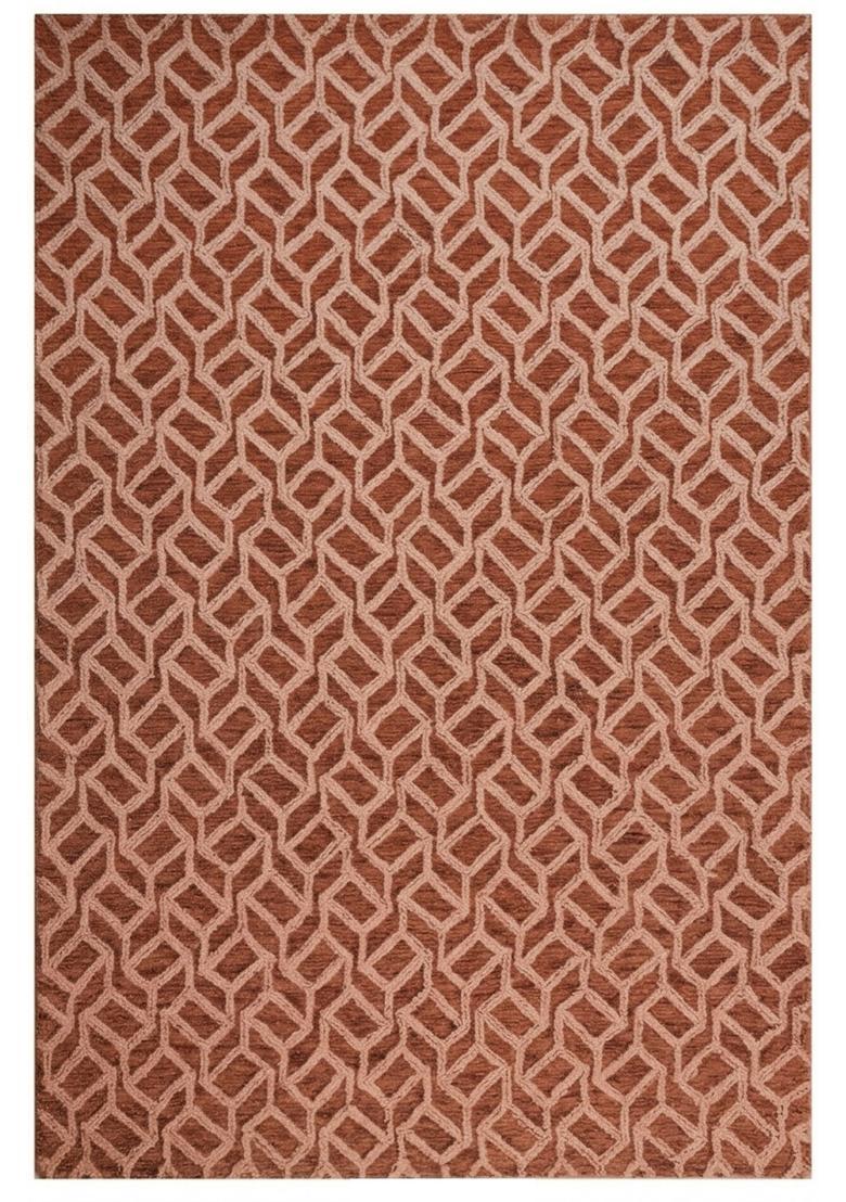 Saffron Rugs Hand Tufted Terracotta  Moroccan Rectangular Wool Area Rug - Indya