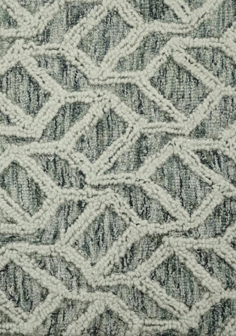 Saffron Rugs Hand Tufted Sage Green  Moroccan Rectangular Wool Area Rug - Indya