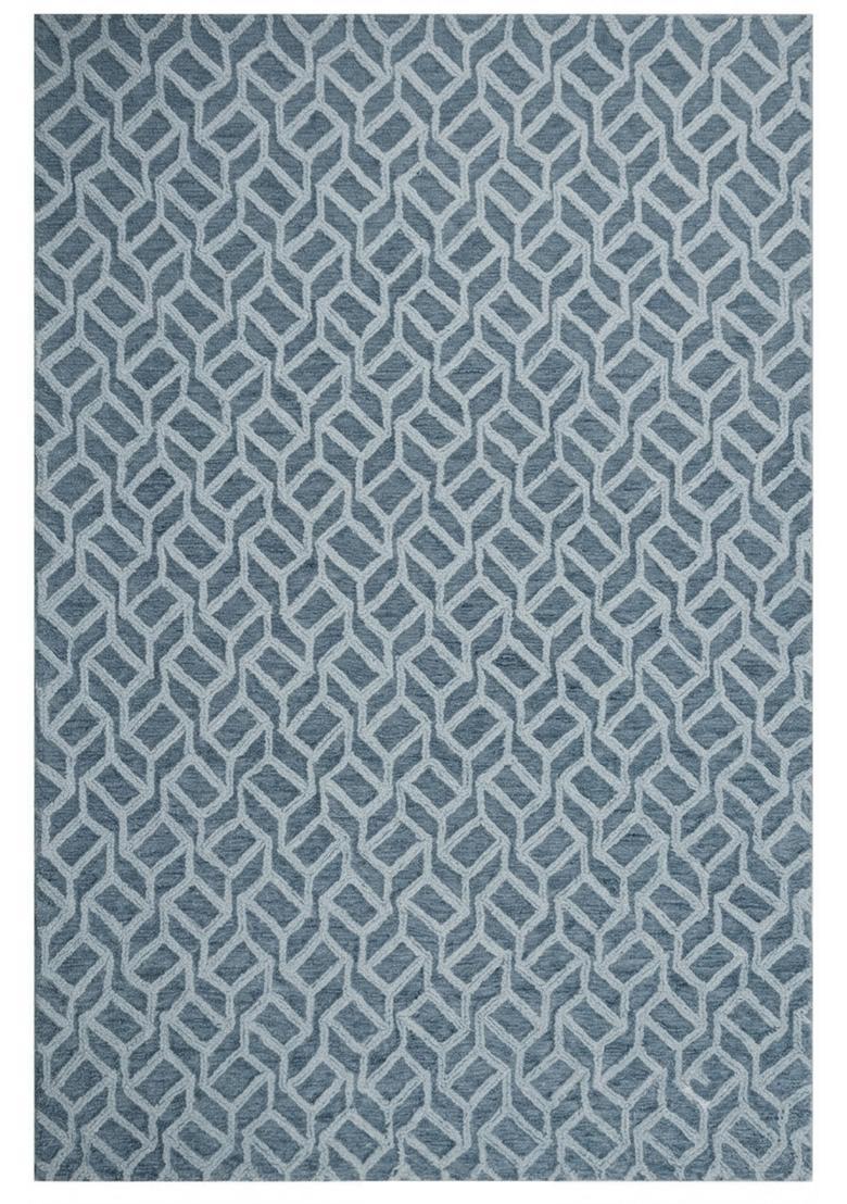 Saffron Rugs Hand Tufted Dusty Blue  Moroccan Rectangular Wool Area Rug - Indya