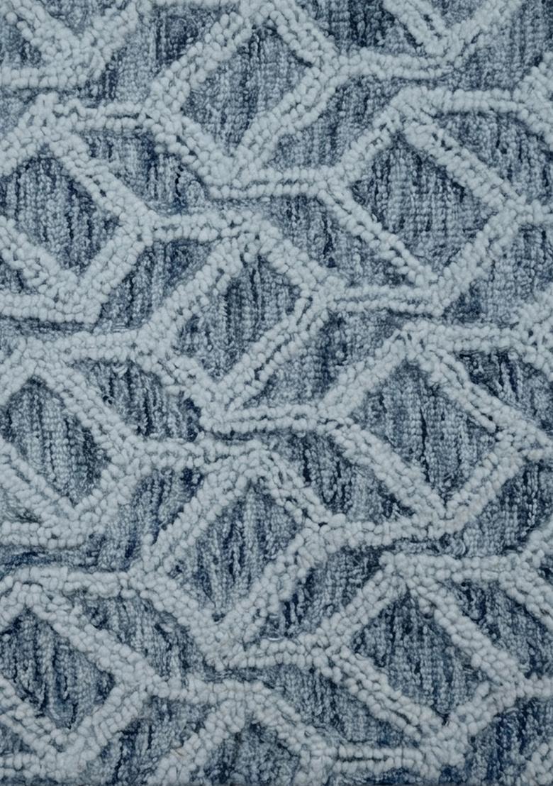 Saffron Rugs Hand Tufted Dusty Blue  Moroccan Rectangular Wool Area Rug - Indya