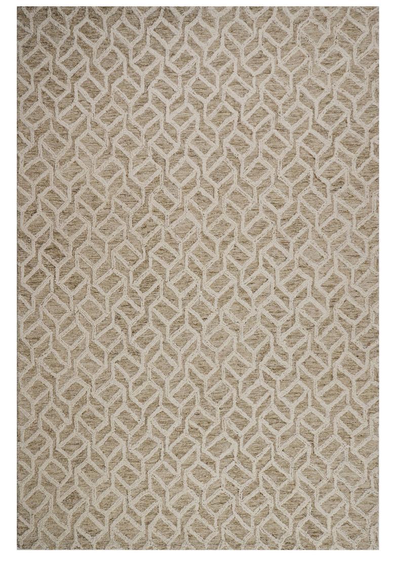 Saffron Rugs Hand Tufted Beige  Contemporary Rectangular Wool Area Rug - Indya