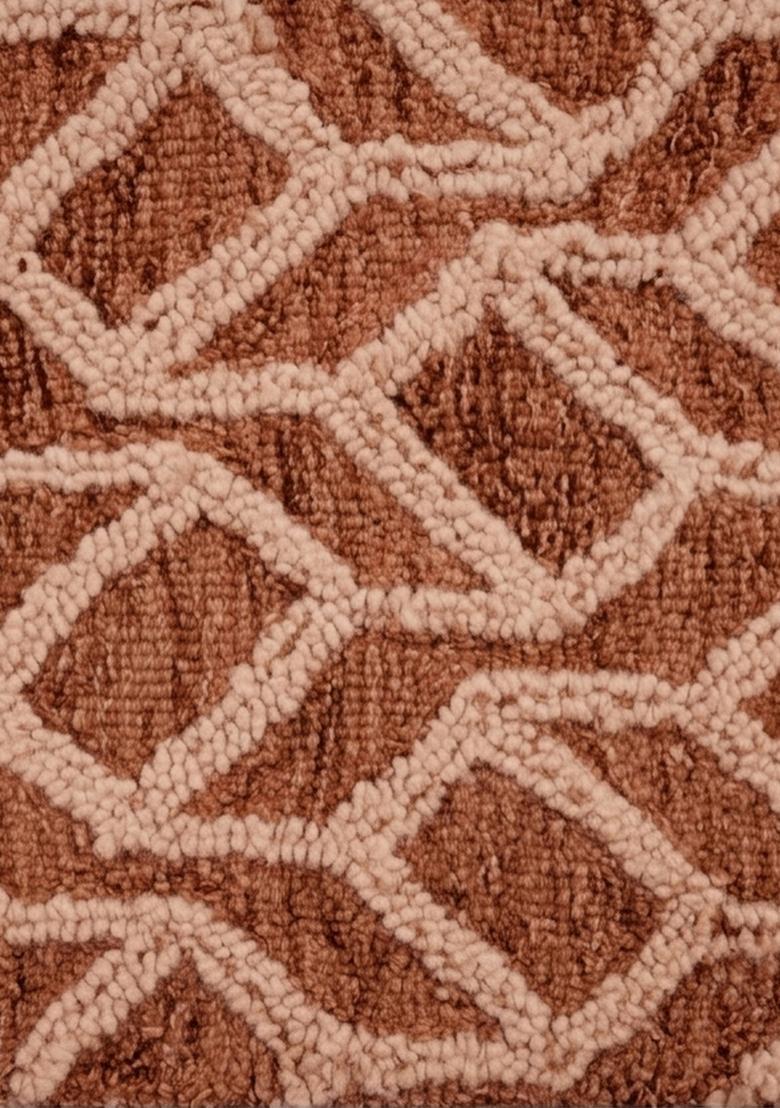 Saffron Rugs Hand Tufted Terracotta  Contemporary Rectangular Wool Area Rug - Indya