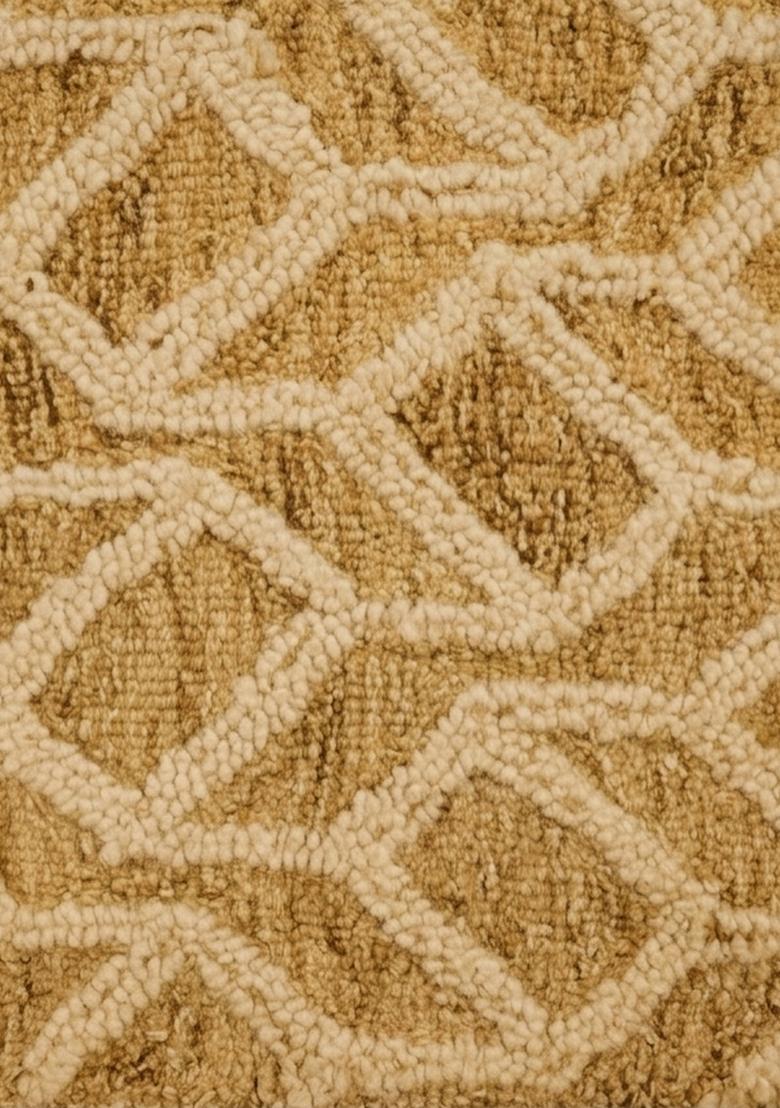 Saffron Rugs Hand Tufted Mustard Gold  Contemporary Rectangular Wool Area Rug - Indya