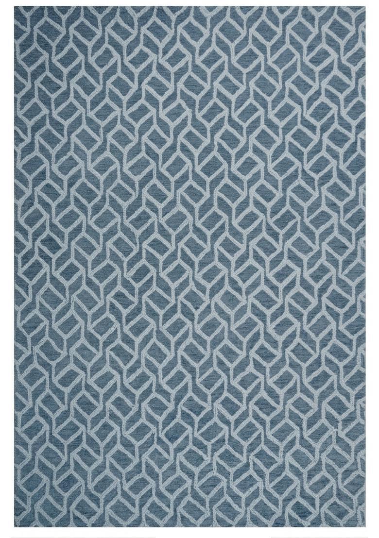 Saffron Rugs Hand Tufted Slate Blue  Contemporary Rectangular Wool Area Rug - Indya
