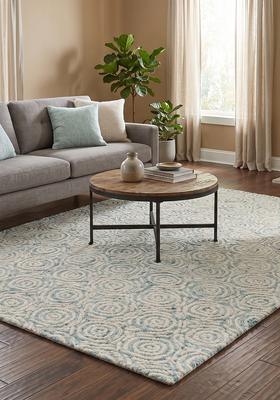 Saffron Rugs Hand Tufted Ivory  Transitional Rectangular Wool Area Rug