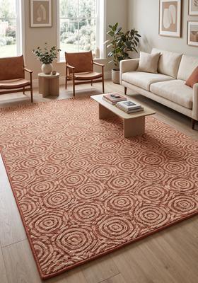 Saffron Rugs Hand Tufted Terracotta  Transitional Rectangular Wool Area Rug