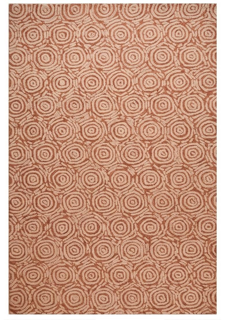 Saffron Rugs Hand Tufted Terracotta  Transitional Rectangular Wool Area Rug - Indya