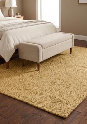 Saffron Rugs Hand Tufted Mustard Gold  Transitional Rectangular Wool Area Rug