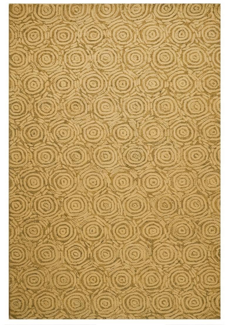Saffron Rugs Hand Tufted Mustard Gold  Transitional Rectangular Wool Area Rug - Indya