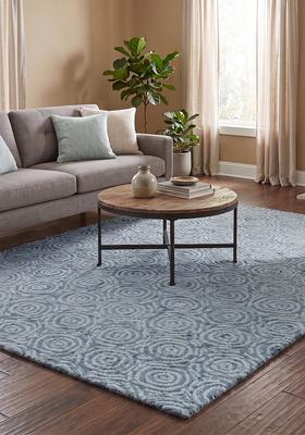 Saffron Rugs Hand Tufted Light Blue  Transitional Rectangular Wool Area Rug