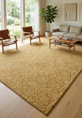 Saffron Rugs Hand Tufted Mustard Gold  Contemporary Rectangular Wool Area Rug