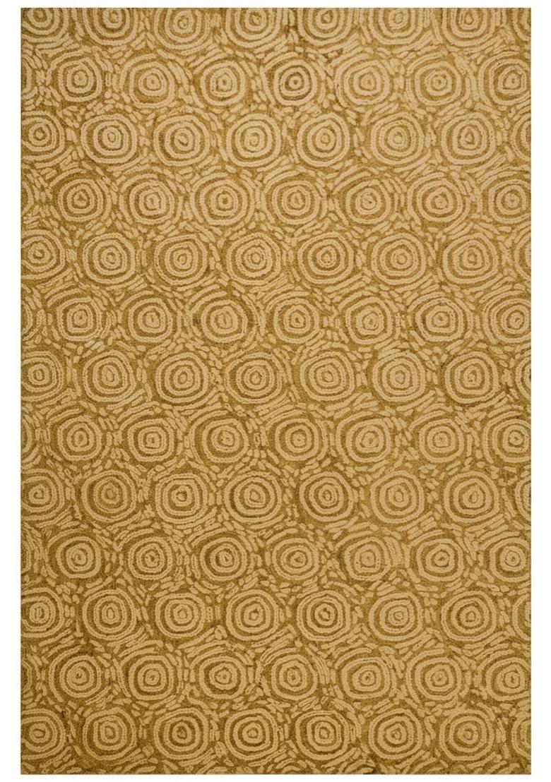 Saffron Rugs Hand Tufted Mustard Gold  Contemporary Rectangular Wool Area Rug - Indya