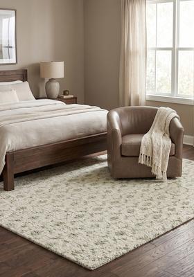 Saffron Rugs Hand Tufted Ivory Green  Transitional Rectangular Wool Area Rug