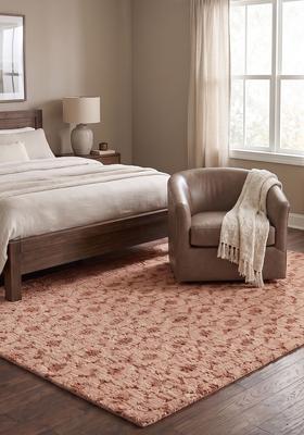 Saffron Rugs Hand Tufted Dusty Pink  Transitional Rectangular Wool Area Rug