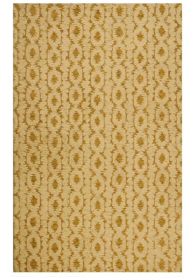 Saffron Rugs Hand Tufted Mustard Gold  Transitional Rectangular Wool Area Rug - Indya