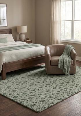 Saffron Rugs Hand Tufted Sage Green  Transitional Rectangular Wool Area Rug