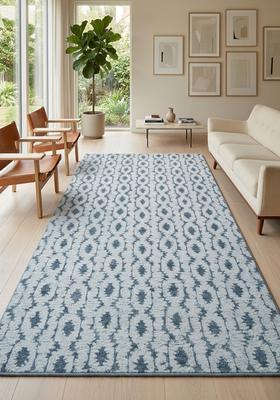 Saffron Rugs Hand Tufted Light Blue  Transitional Rectangular Wool Area Rug