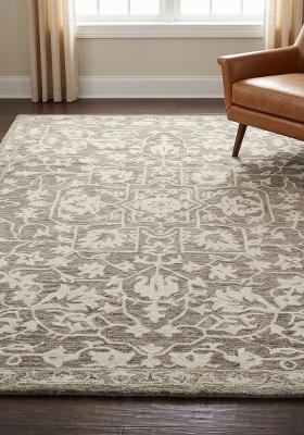Saffron Rugs Hand Tufted Sage Green  Oriental Rectangular Wool Area Rug