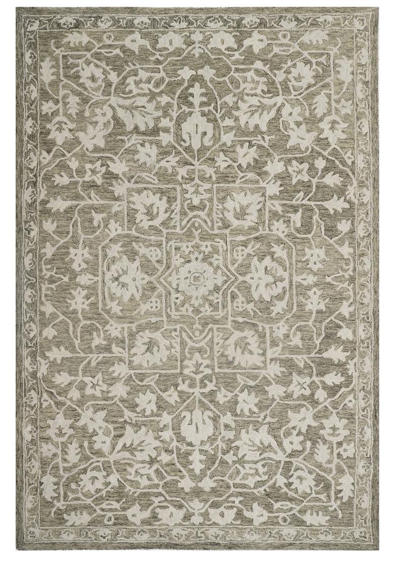 Saffron Rugs Hand Tufted Sage Green  Oriental Rectangular Wool Area Rug - Indya