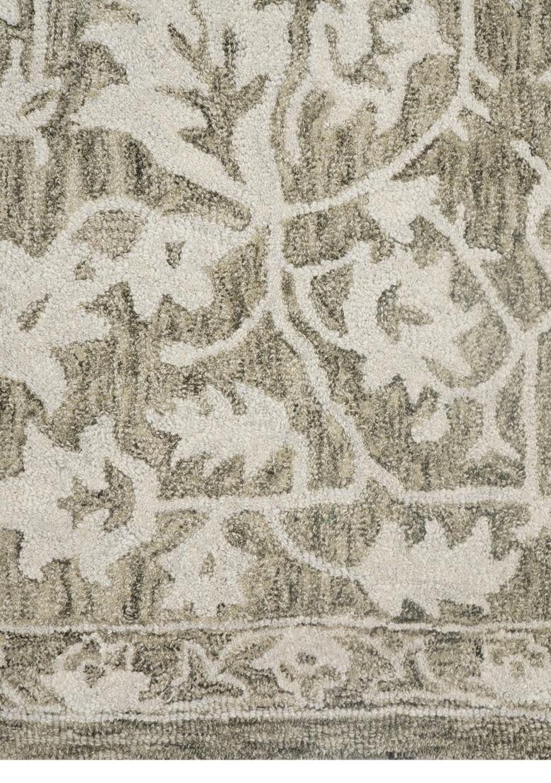 Saffron Rugs Hand Tufted Sage Green  Oriental Rectangular Wool Area Rug - Indya