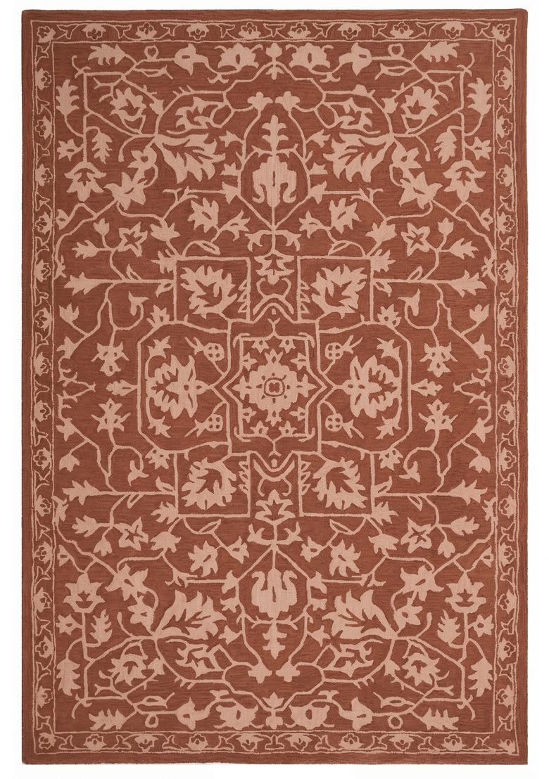 Saffron Rugs Hand Tufted Terracotta  Oriental Rectangular Wool Area Rug - Indya