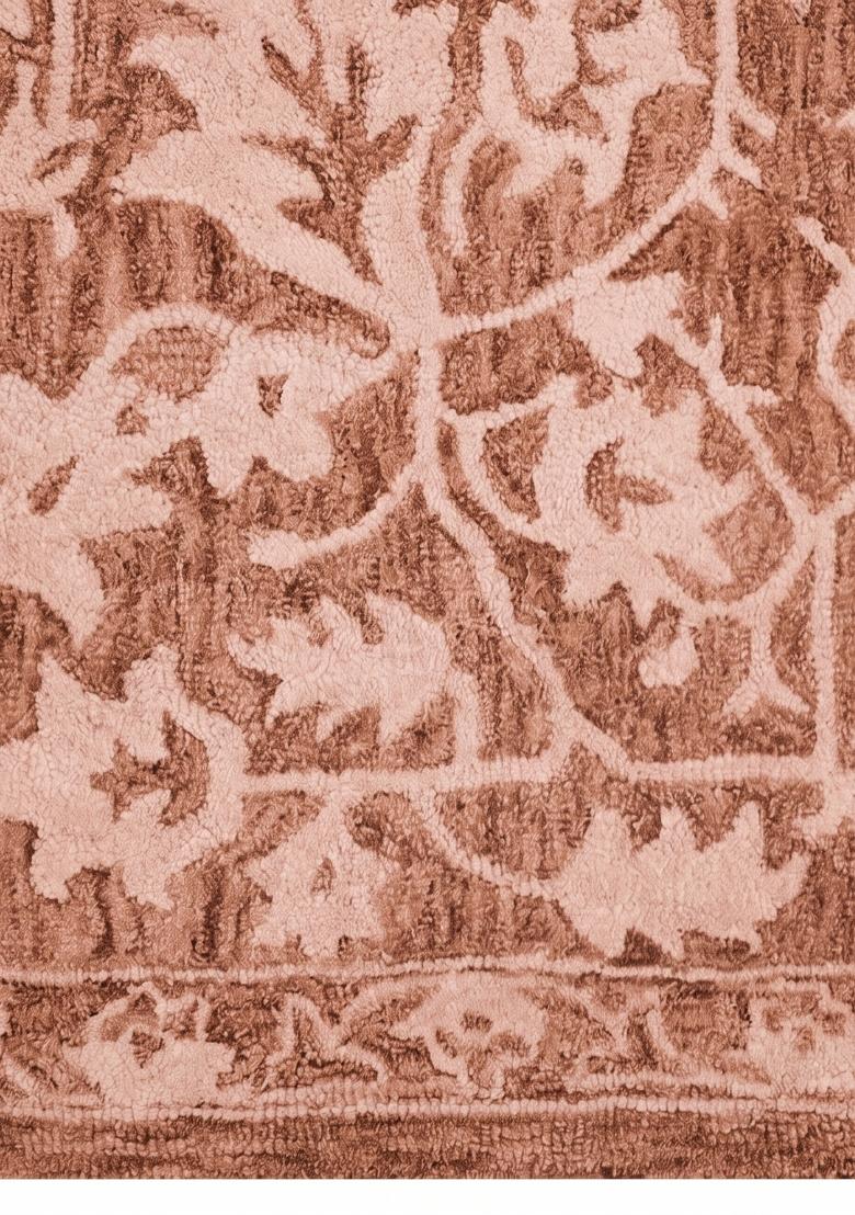 Saffron Rugs Hand Tufted Terracotta  Oriental Rectangular Wool Area Rug - Indya