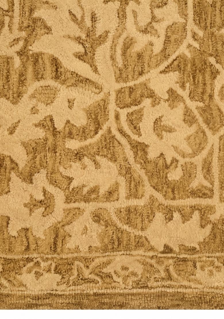 Saffron Rugs Hand Tufted Mustard Gold  Oriental Rectangular Wool Area Rug - Indya
