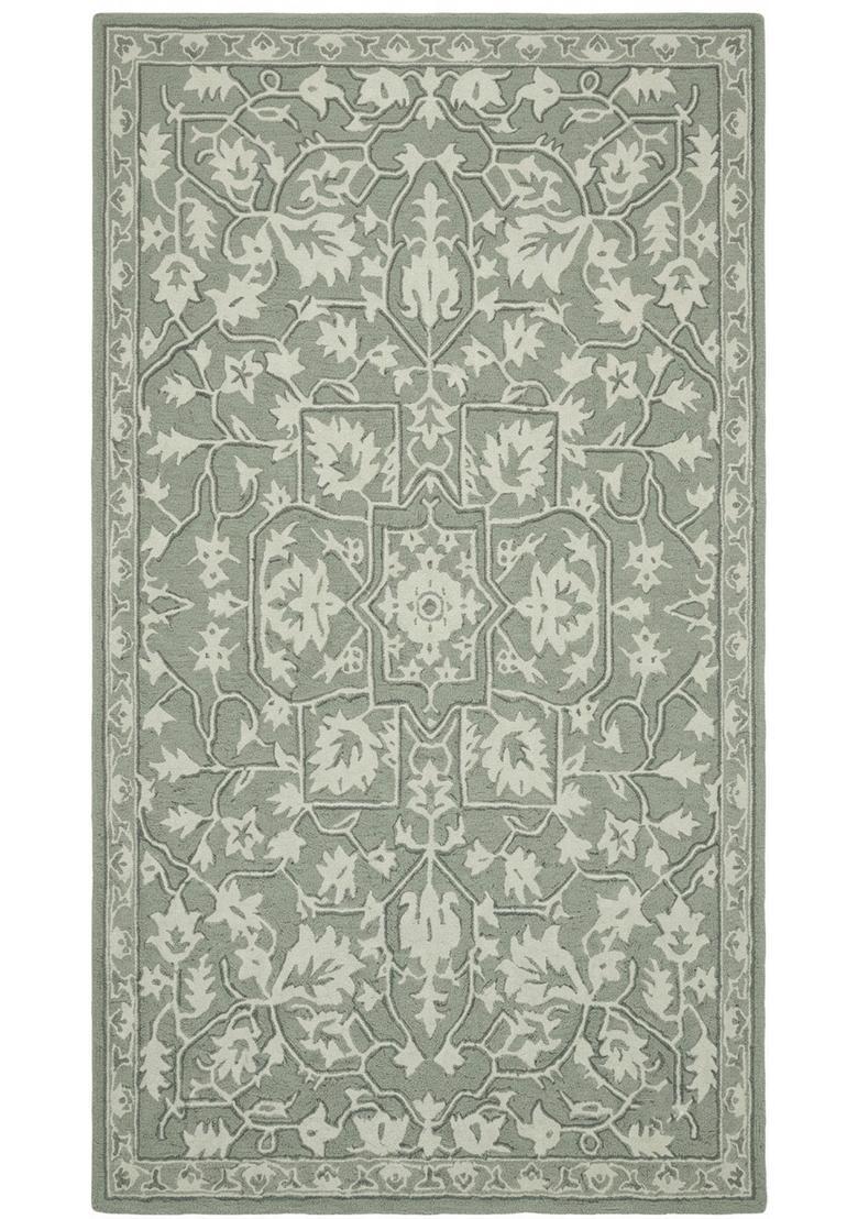 Saffron Rugs Hand Tufted Green  Oriental Rectangular Wool Area Rug - Indya