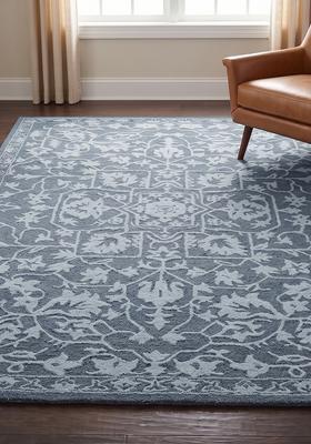 Saffron Rugs Hand Tufted Slate Blue  Oriental Rectangular Wool Area Rug