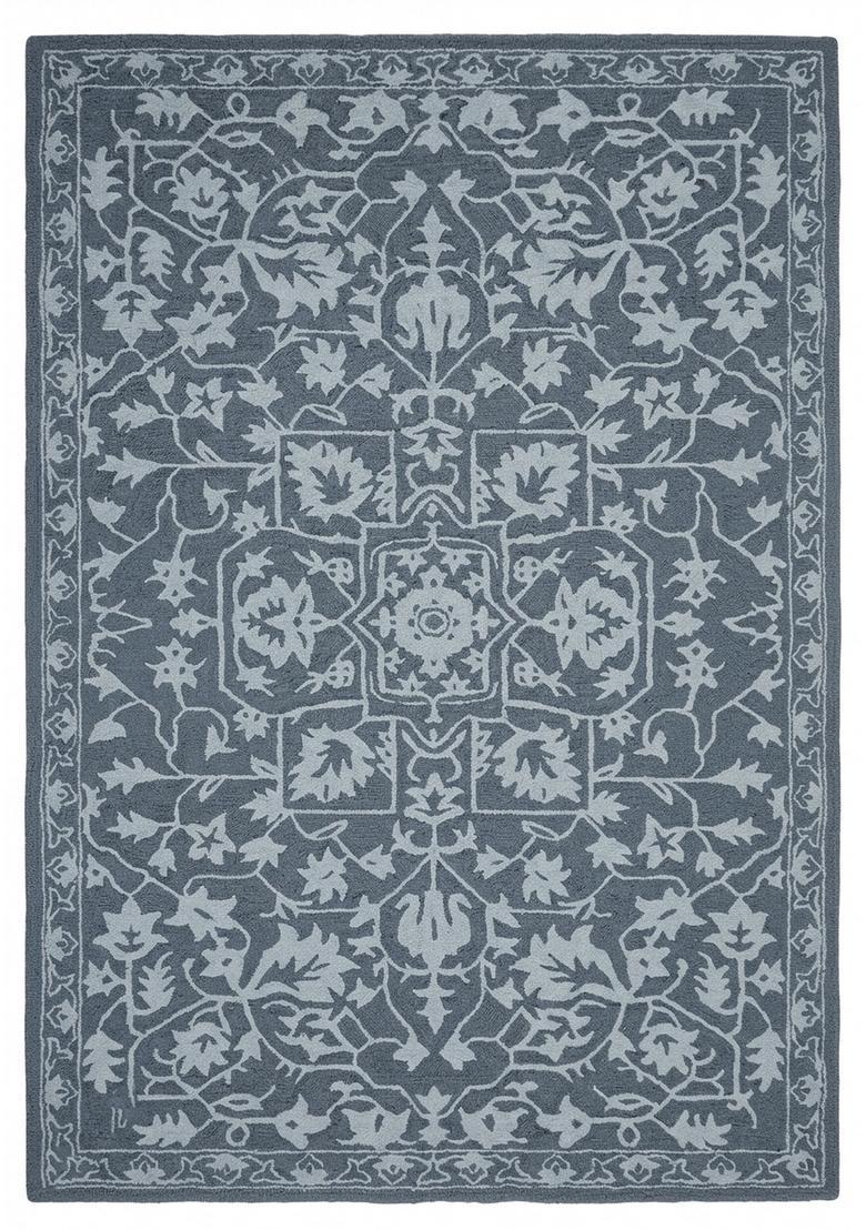 Saffron Rugs Hand Tufted Slate Blue  Oriental Rectangular Wool Area Rug - Indya
