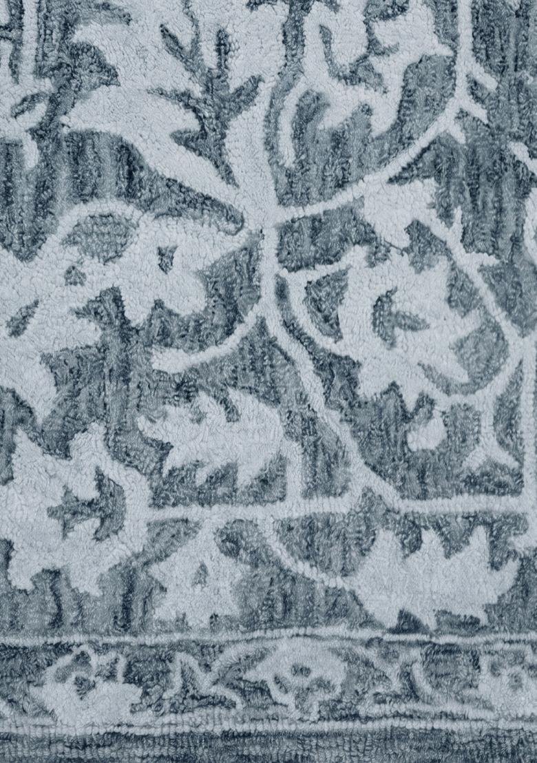Saffron Rugs Hand Tufted Slate Blue  Oriental Rectangular Wool Area Rug - Indya
