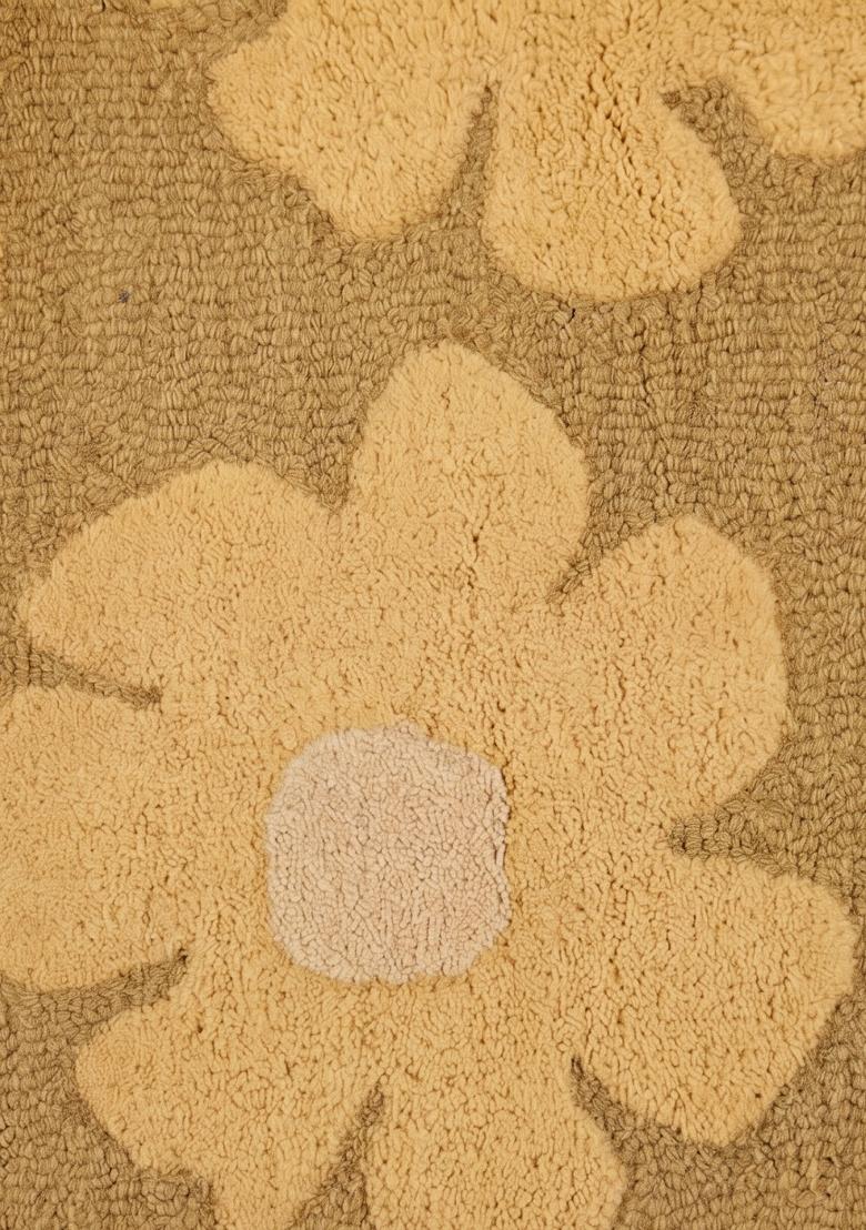 Saffron Rugs Hand Tufted Mustard Yellow Floral Casual Rectangular Wool Area Rug - Indya