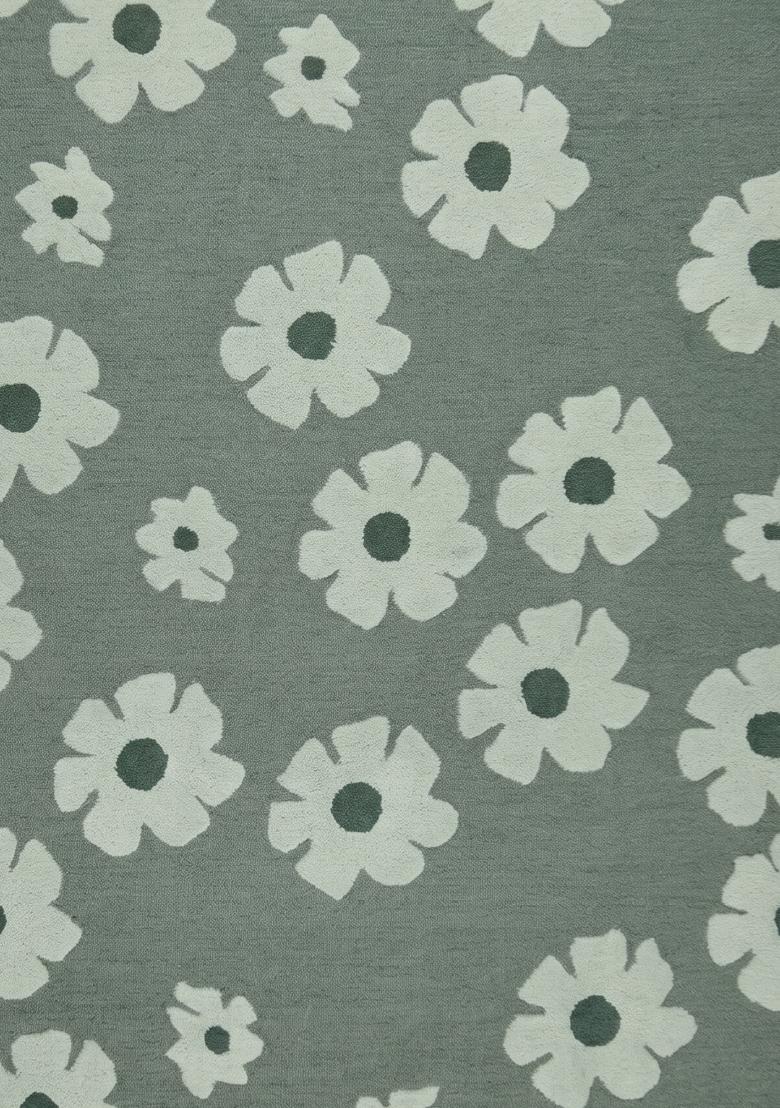 Saffron Rugs Hand Tufted Sage Green Floral Casual Rectangular Wool Area Rug - Indya