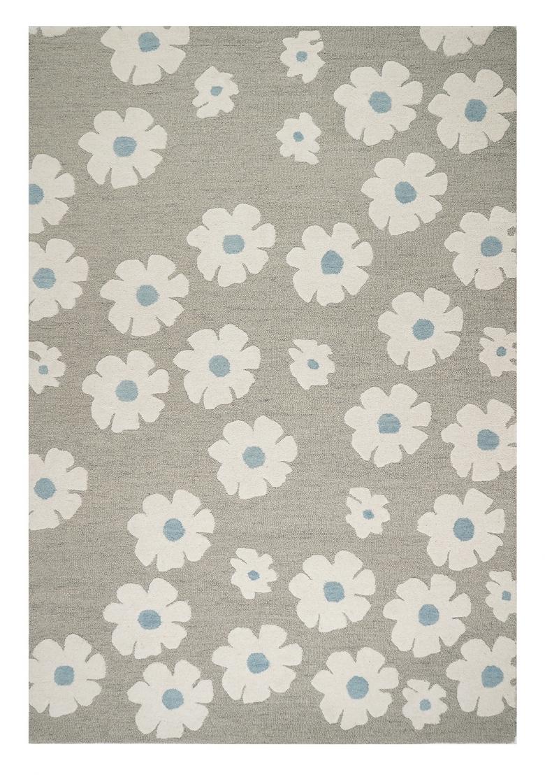 Saffron Rugs Hand Tufted Grey Floral Contemporary Rectangular Wool Area Rug - Indya