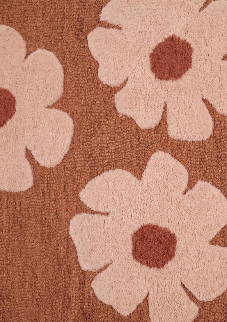 Saffron Rugs Hand Tufted Terracotta Brown Floral Contemporary Rectangular Wool Area Rug - Indya