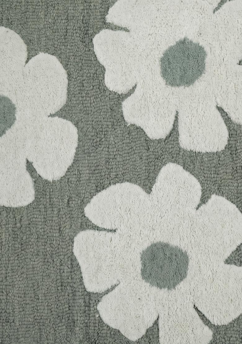 Saffron Rugs Hand Tufted Sage Green Floral Contemporary Rectangular Wool Area Rug - Indya