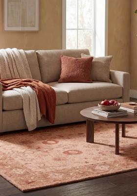 Saffron Rugs Hand Tufted Blush Pink Floral Oriental Rectangular Wool Area Rug