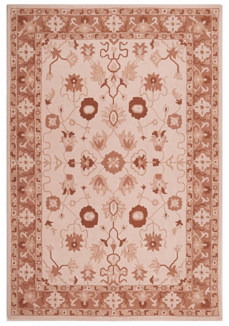Saffron Rugs Hand Tufted Blush Pink Floral Oriental Rectangular Wool Area Rug - Indya