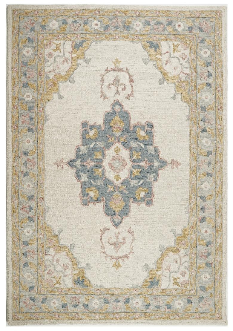 Saffron Rugs Hand Tufted Ivory  Classic Rectangular Wool Area Rug - Indya