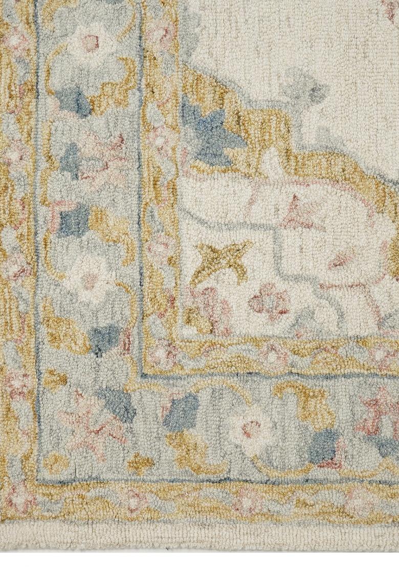 Saffron Rugs Hand Tufted Ivory  Classic Rectangular Wool Area Rug - Indya