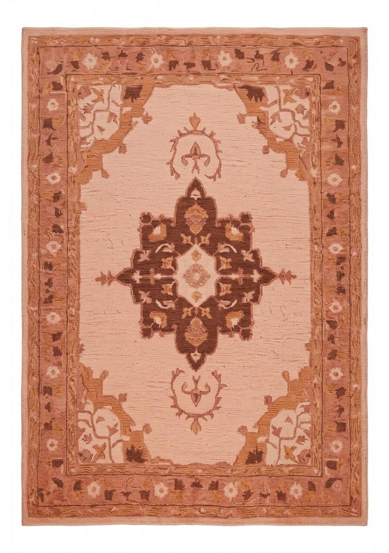 Saffron Rugs Hand Tufted Terracotta Pink  Classic Rectangular Wool Area Rug - Indya