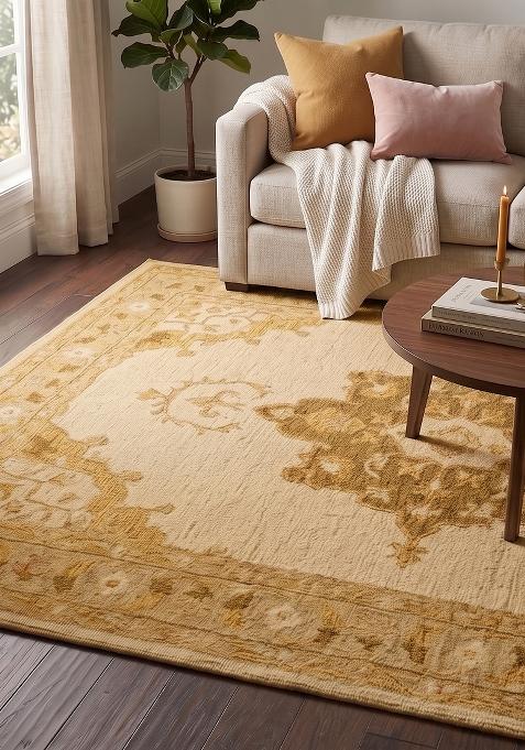 Saffron Rugs Hand Tufted Beige  Classic Rectangular Wool Area Rug