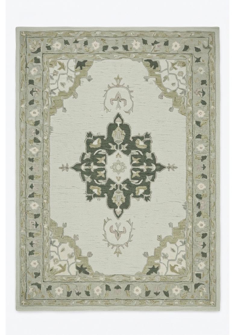 Saffron Rugs Hand Tufted Sage Green  Classic Rectangular Wool Area Rug - Indya