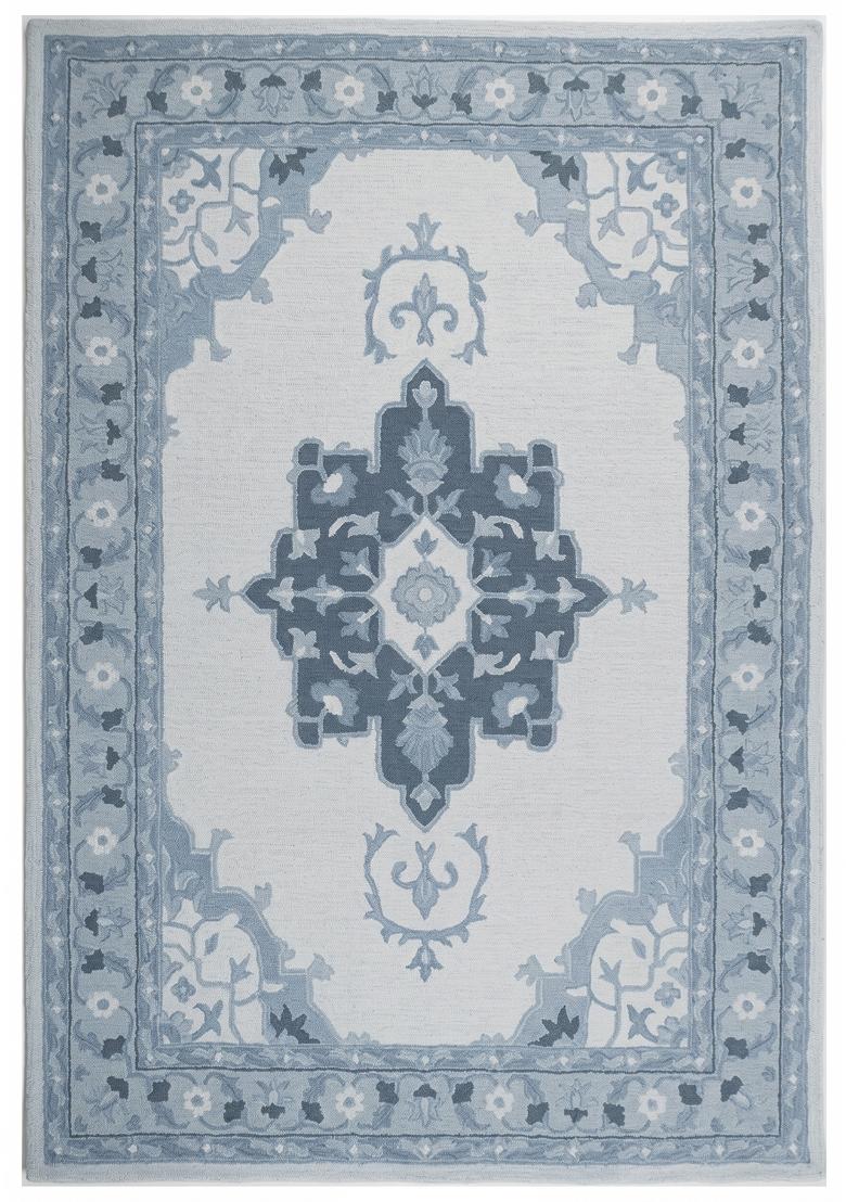 Saffron Rugs Hand Tufted Light Blue  Classic Rectangular Wool Area Rug - Indya