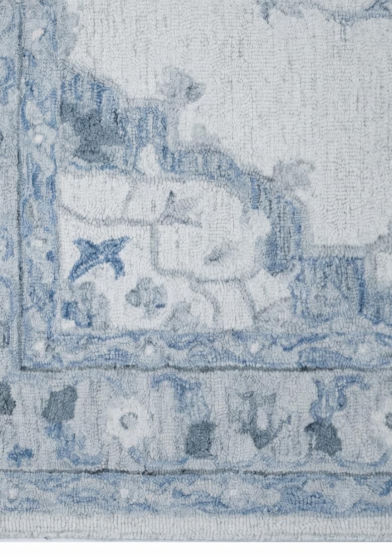 Saffron Rugs Hand Tufted Light Blue  Classic Rectangular Wool Area Rug - Indya
