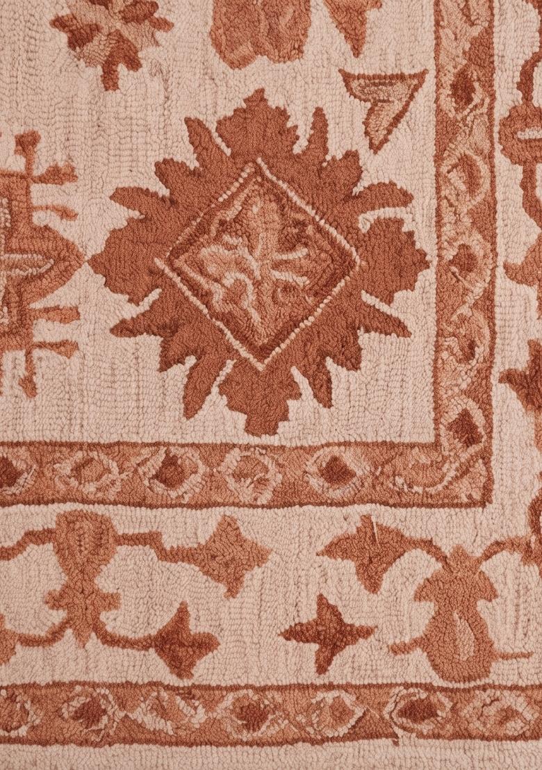 Saffron Rugs Hand Tufted Blush Terracotta Geometric Classic Rectangular Wool Area Rug - Indya