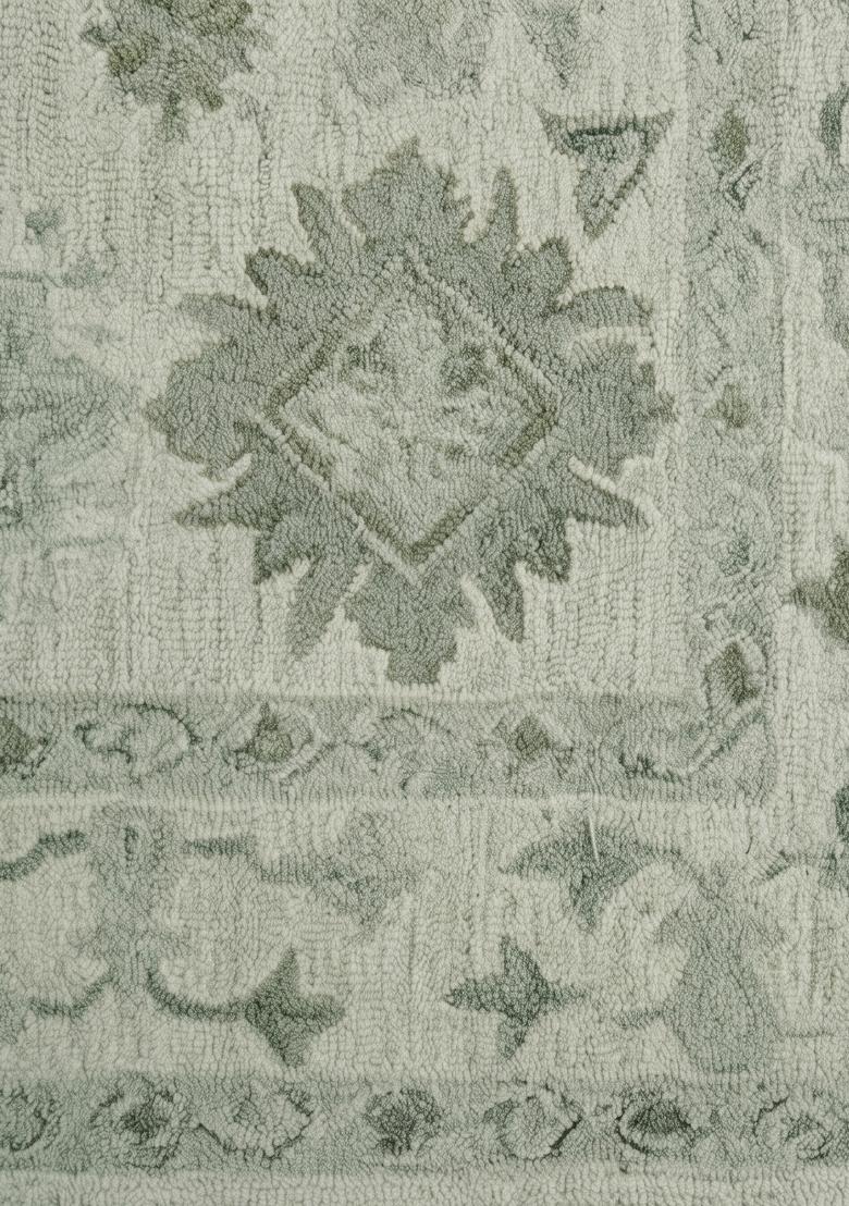 Saffron Rugs Hand Tufted Sage Green Geometric Classic Rectangular Wool Area Rug - Indya