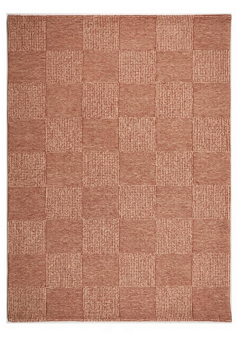 Saffron Rugs Hand Tufted Terracotta Checkered Contemporary Rectangular Wool Area Rug - Indya